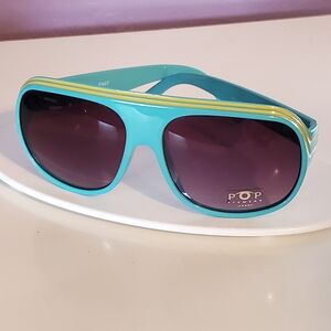Vintage Style Teal and Yellow Sunglasses by POP Eyewear - UV 400 Protection
